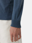 Blue zip-up cashmere bomber on a light gray background #color_china-blue