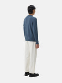 Blue zip-up cashmere bomber on a light gray background #color_china-blue