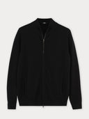 Women's Black Cashmere Full-Zip Cardigan  detail view on white background