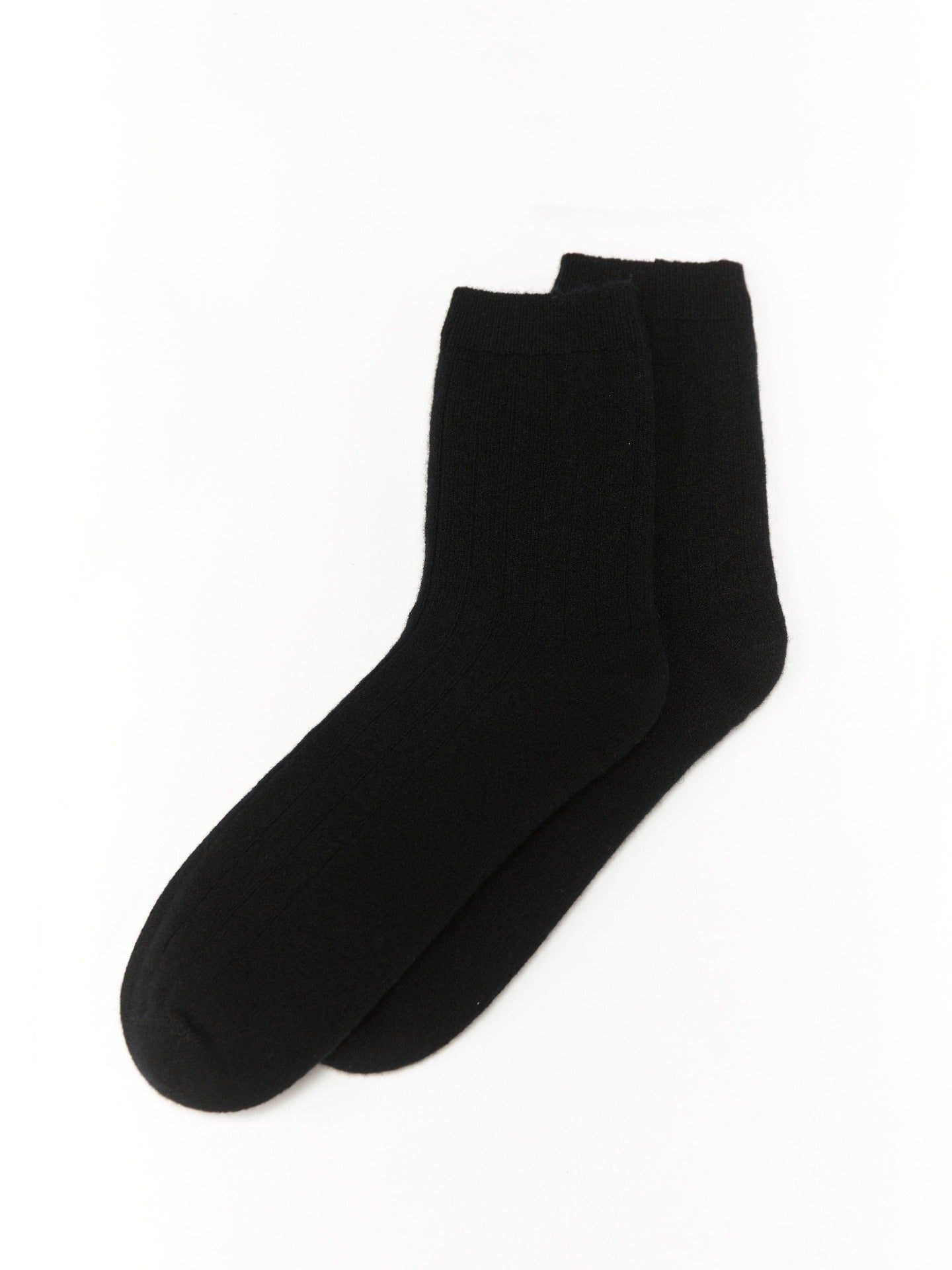 Rippenstrick-Socken Schwarz - Gobi Cashmere