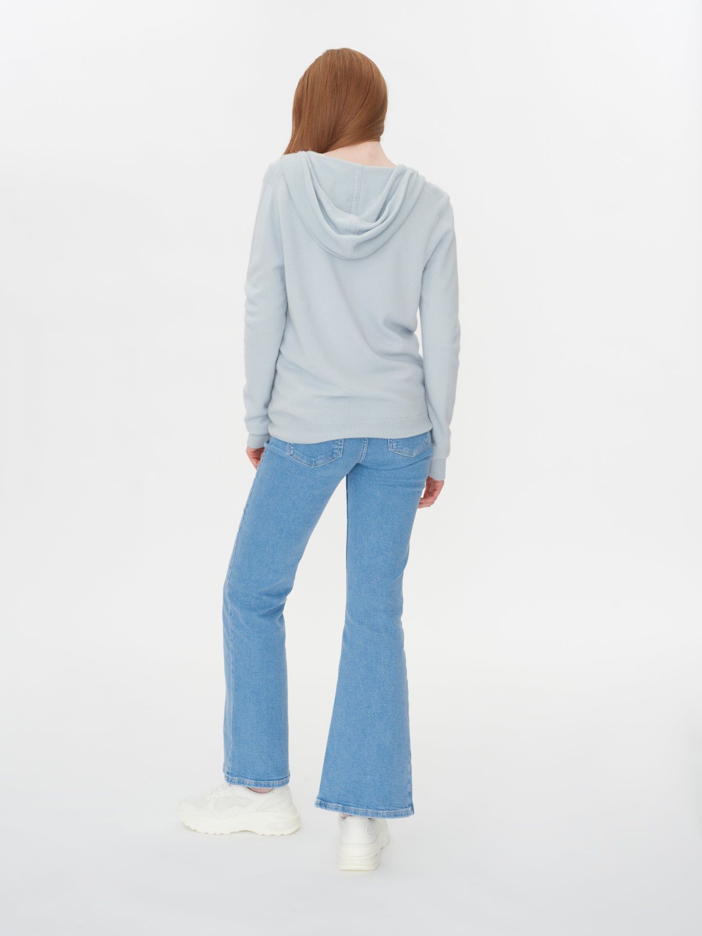 Damen Kaschmir Kapuzen-Strickjacke mit Reißverschluss Starlight Blue - Gobi Cashmere