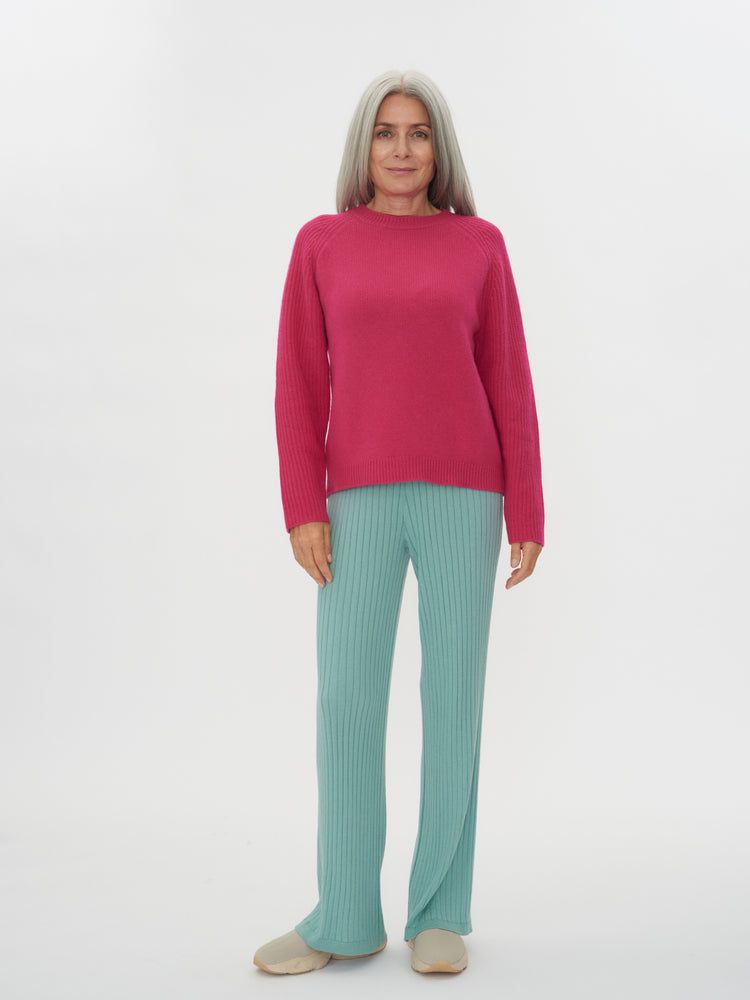 Damen Kaschmir Chunky C-Ausschnitt Beetroot Purple - Gobi Cashmere