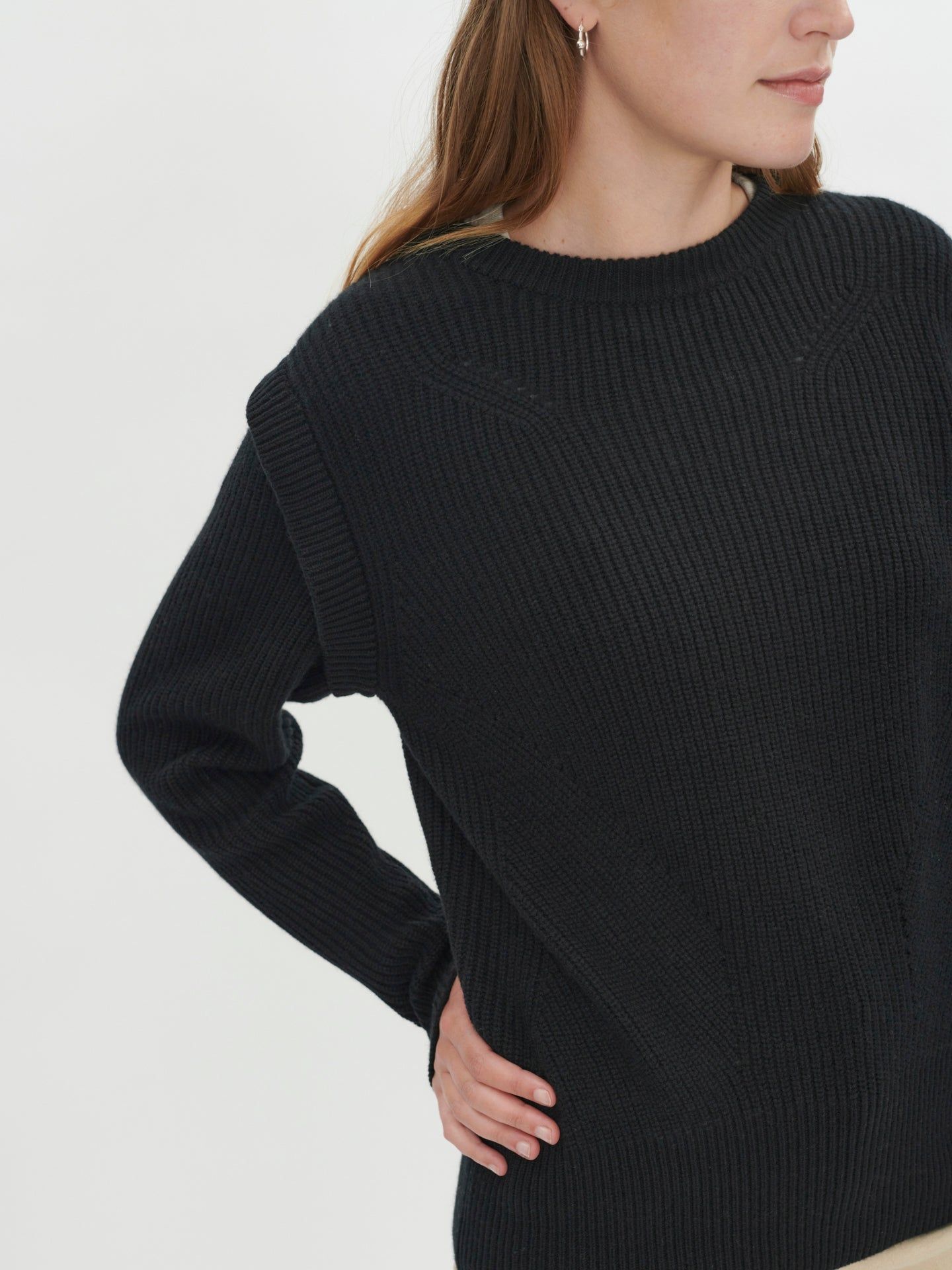 Damen Layered Effect Pullover aus Kaschmir Schwarz - Gobi Cashmere
