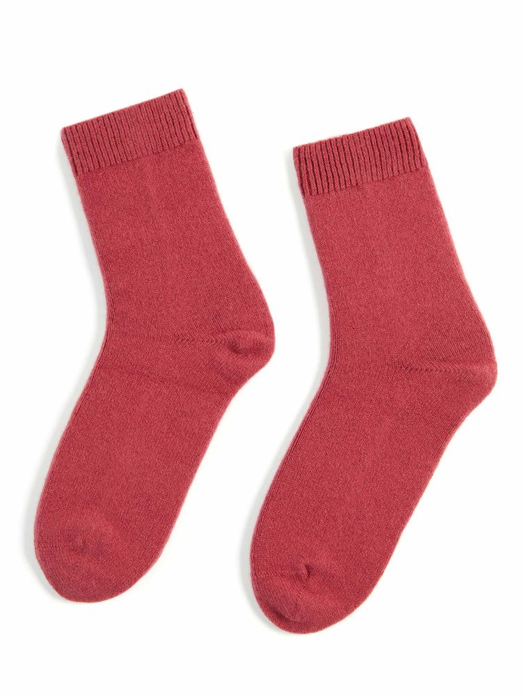 Unisex Kaschmir Trimmstrick-Socken Erdenrot - Gobi Cashmere