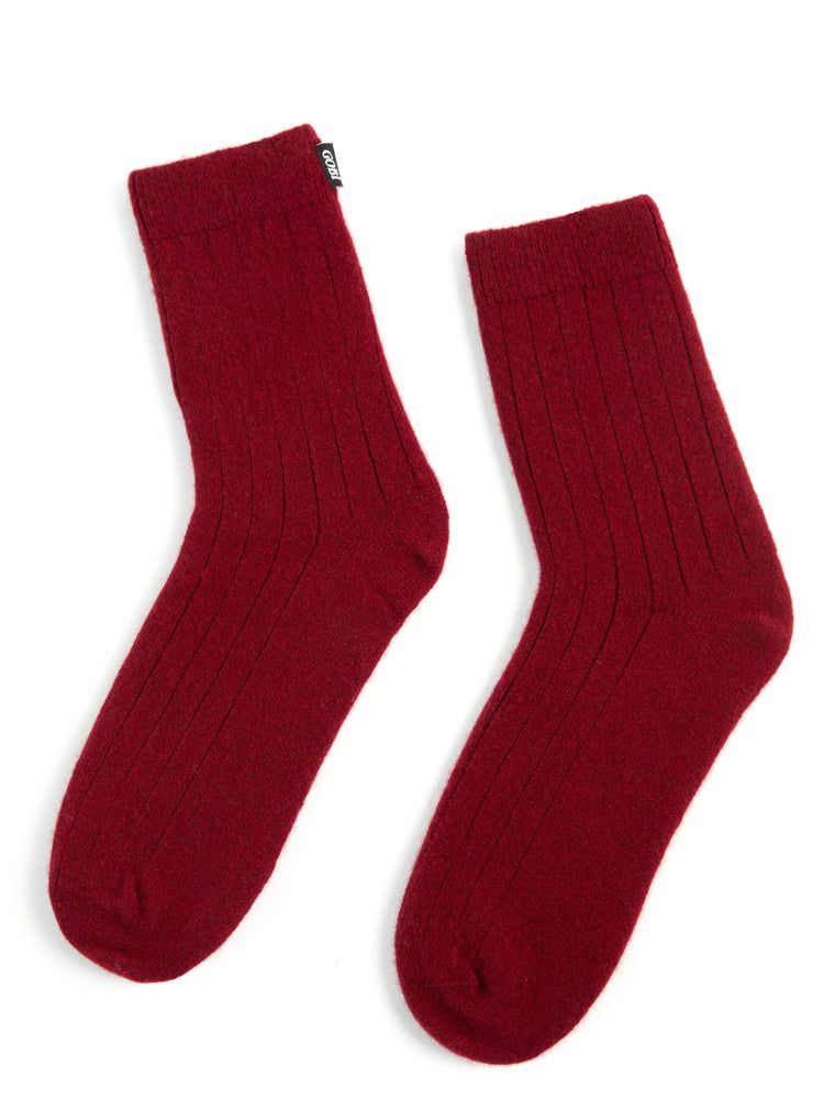Rippenstrick-Socken bordeaux - Gobi Cashmere