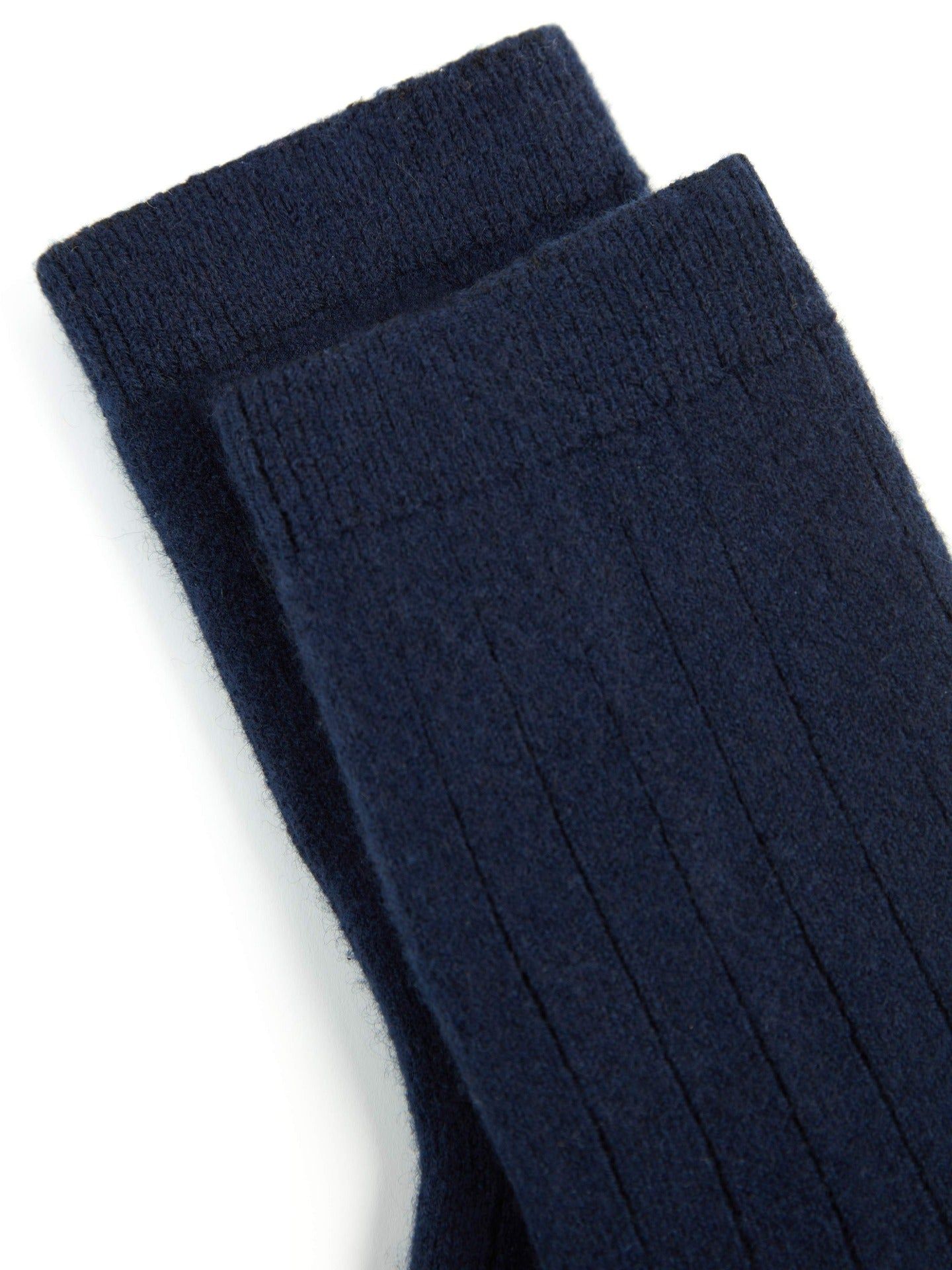 Chaussettes en tricot côtelé Unisexe Marine - Gobi Cashmere