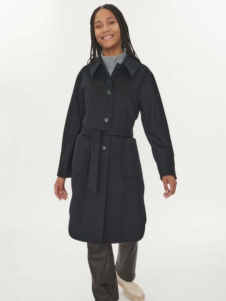 Manteau à ceinture en cachemire noir - Gobi Cashmere