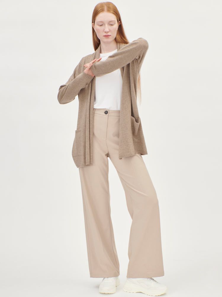 Cardigan col châle large en cachemire pour femmes taupe - Gobi Cashmere 