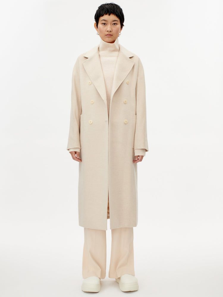 Manteau long à double boutonnage pour femmes Taupe - Gobi Cashmere