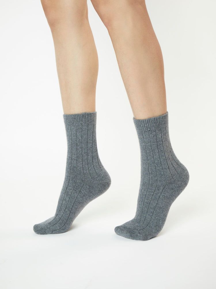 Unisex Cashmere Rib Knit Socks Dim Gray - Gobi Cashmere