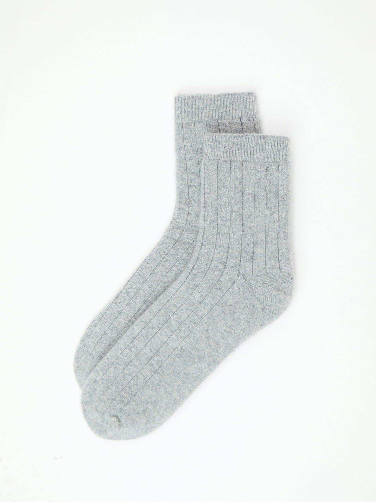 Unisex Cashmere Rib Knit Socks Light Gray - Gobi Cashmere