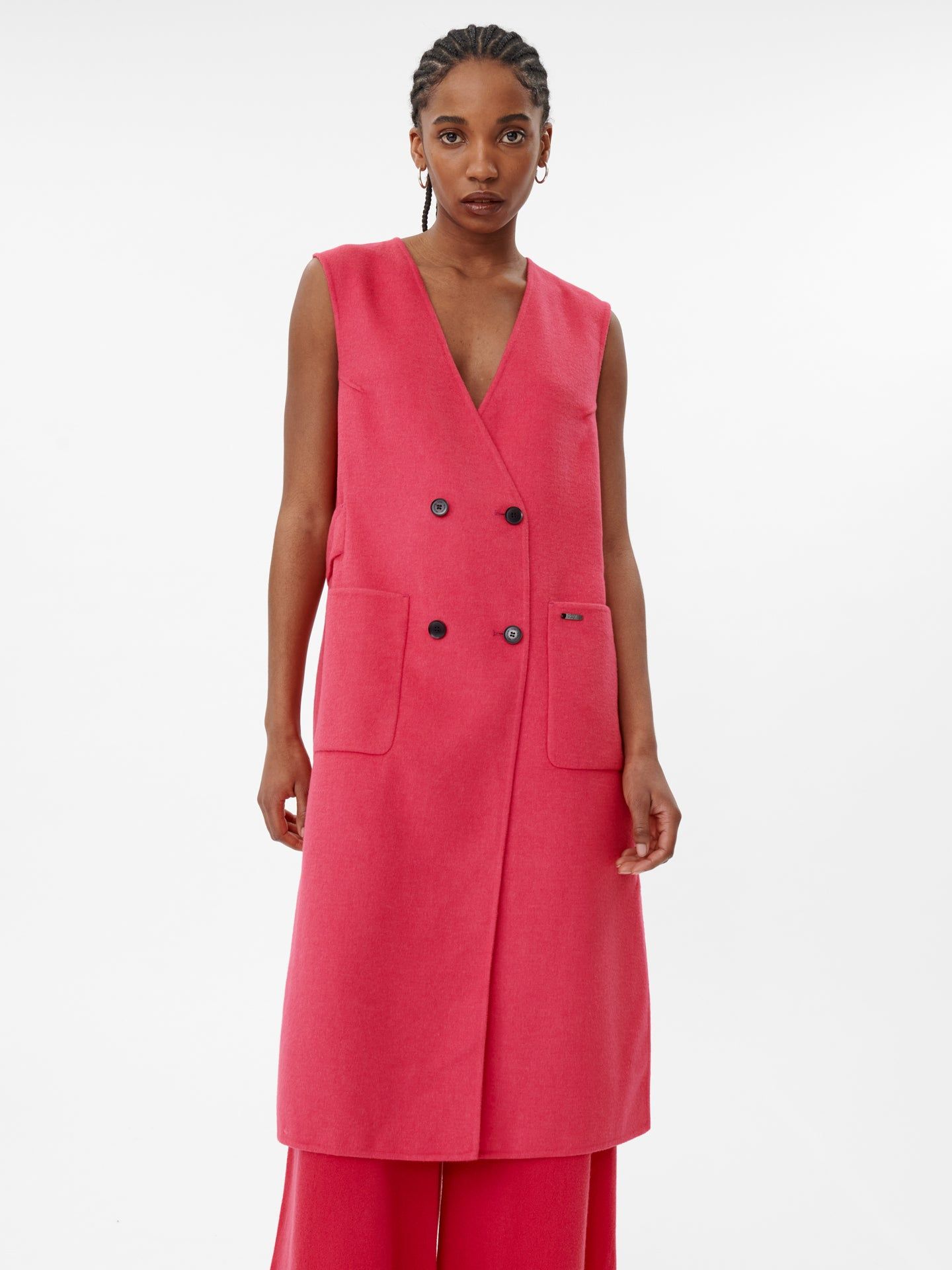 Women's Cashmere Midi Length Vest Pink - Gobi Cashmere