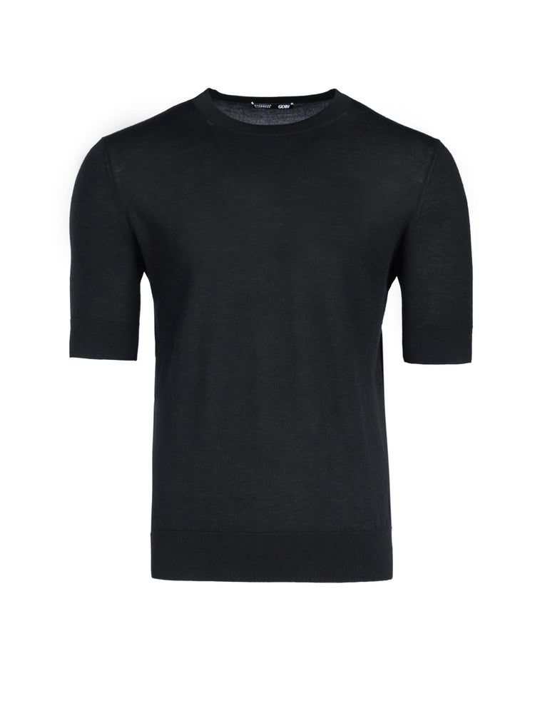 Men's Silk Cashmere T-Shirt Black - Gobi Cashmere