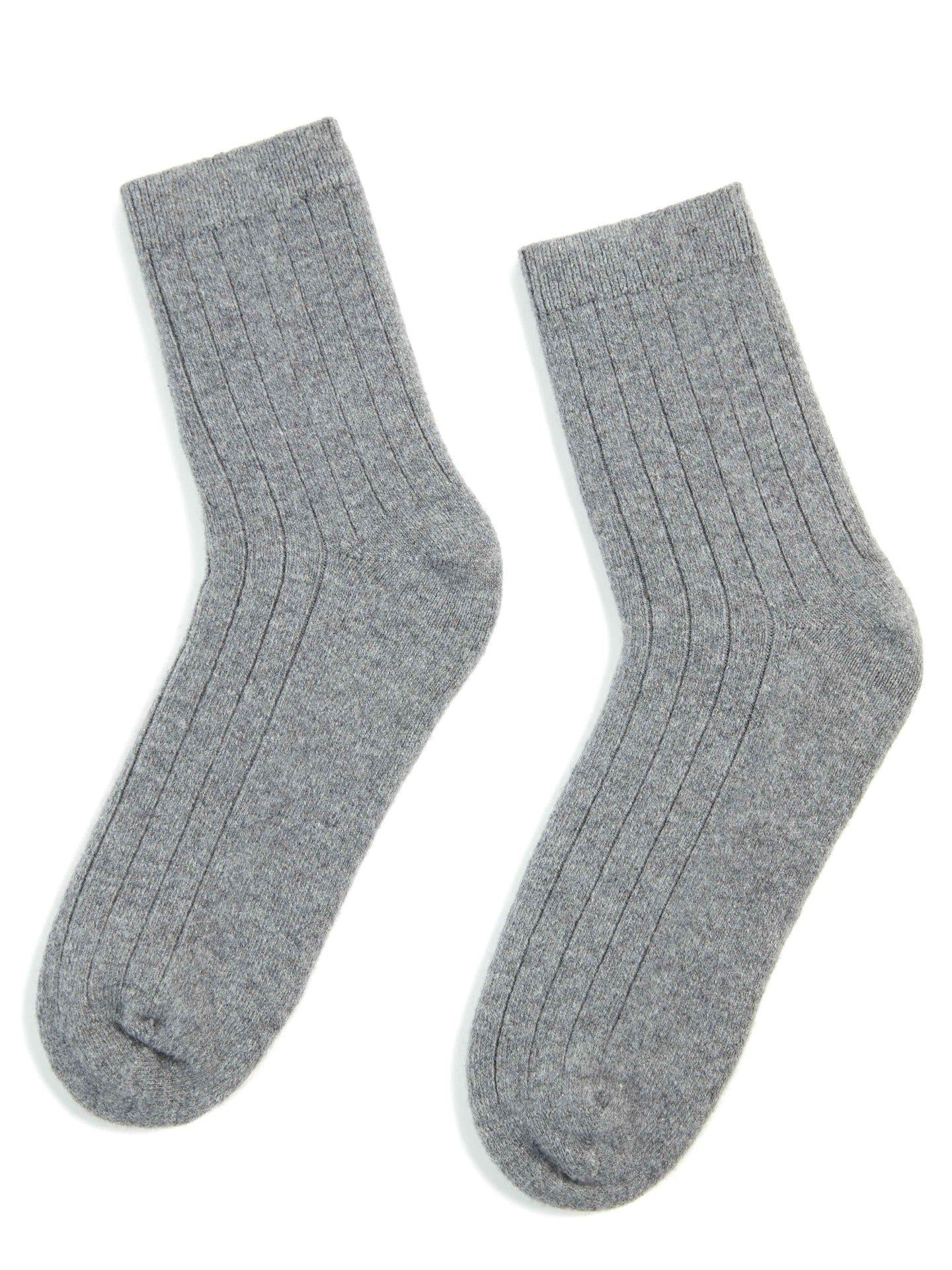 Unisex Cashmere Rib Knit Socks Dim Gray - Gobi Cashmere