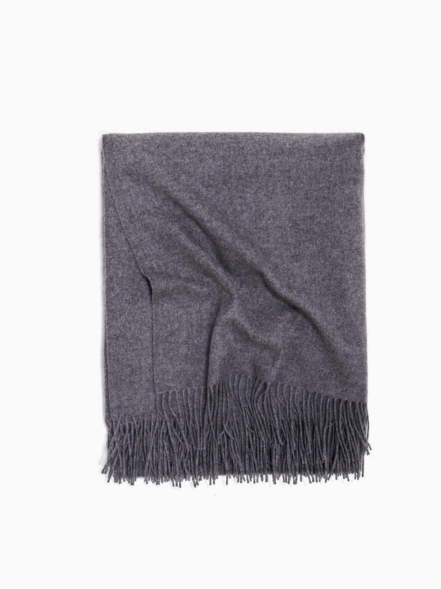 Cashmere Medium Blanket With Fringe Gray - Gobi Cashmere
