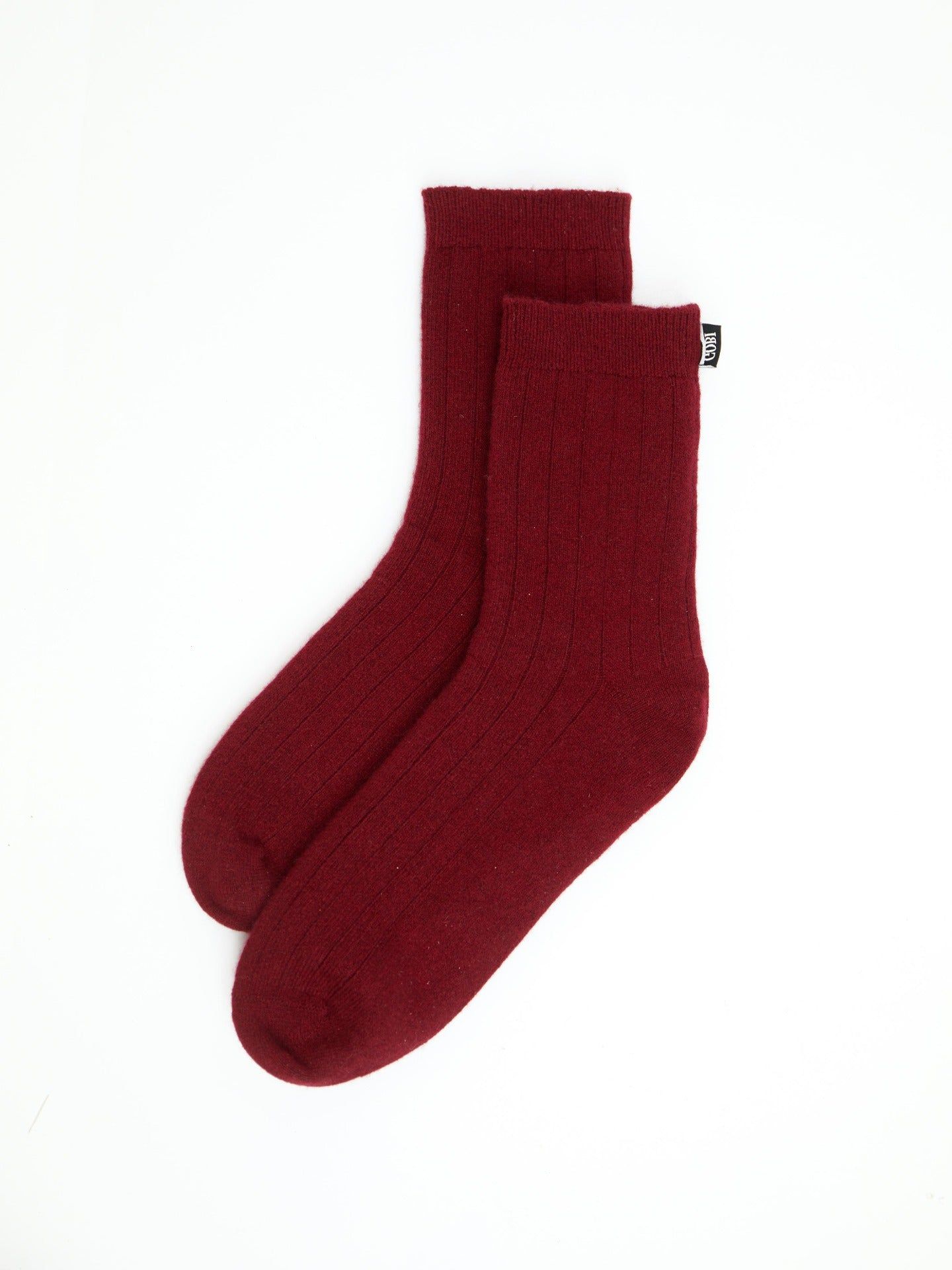 Unisex Cashmere Rib Knit Socks Bordeaux - Gobi Cashmere
