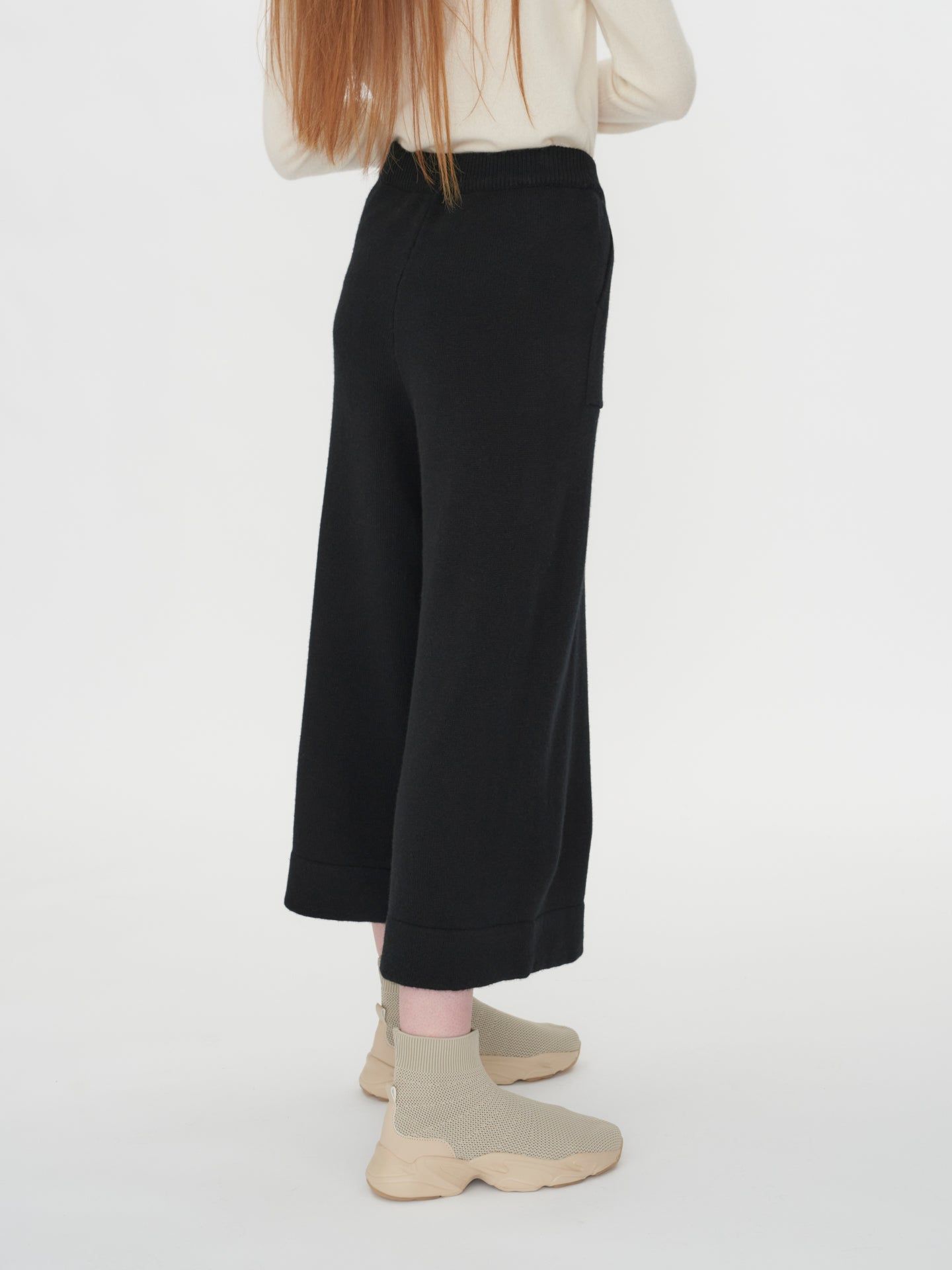 Women's Cashmere Knitted Culottes Black - Gobi Cashmere