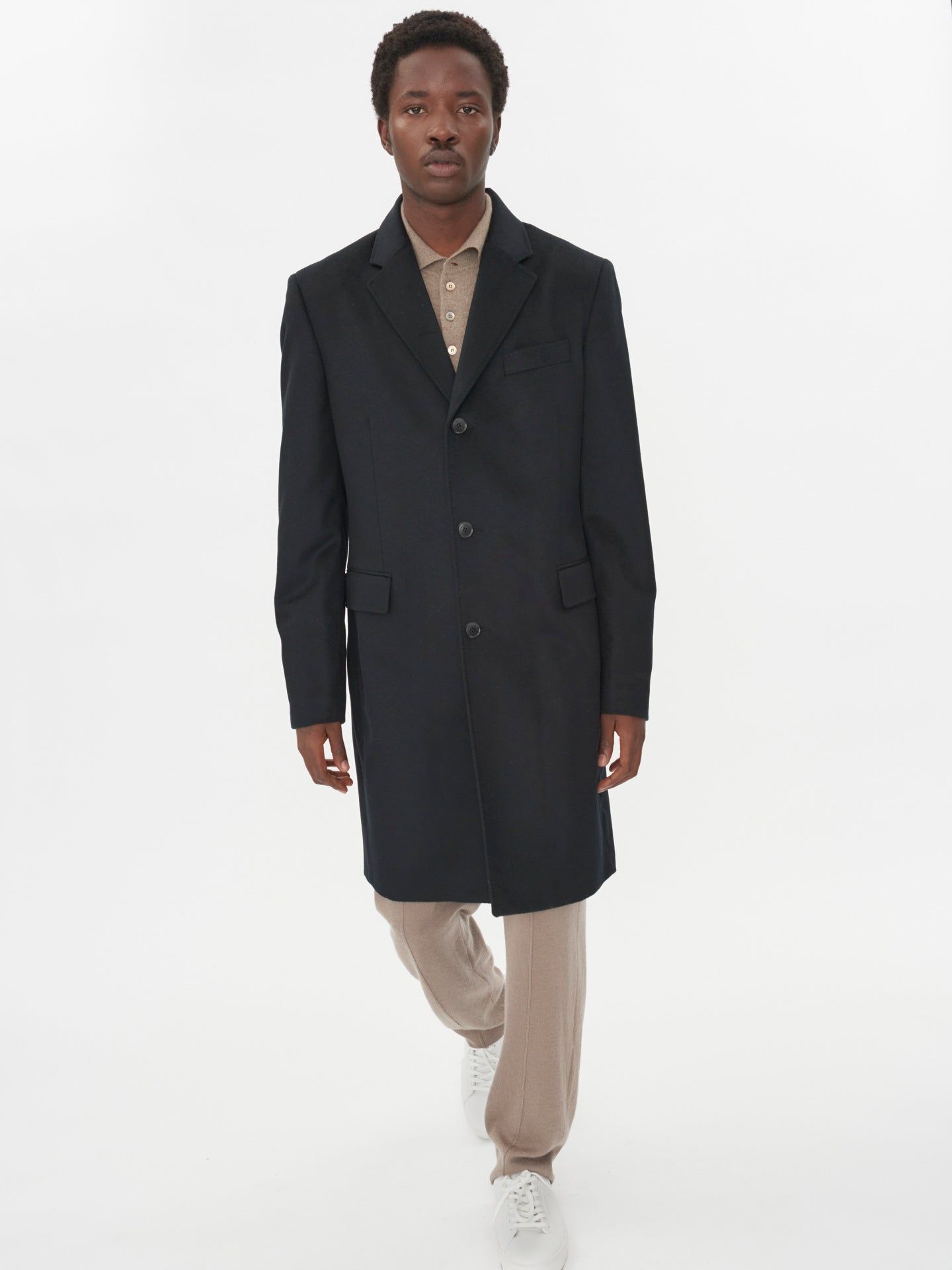 Men's Cashmere Classic Lapel Coat Black - Gobi Cashmere