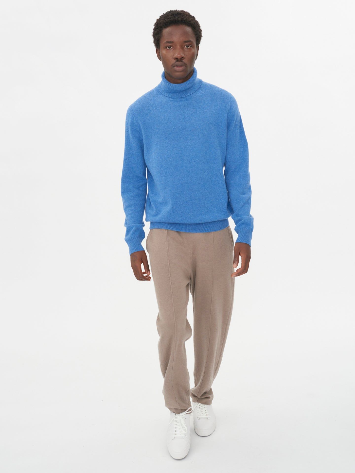 Men's Cashmere Turtle Neck Sweater Blue - Gobi Cashmere