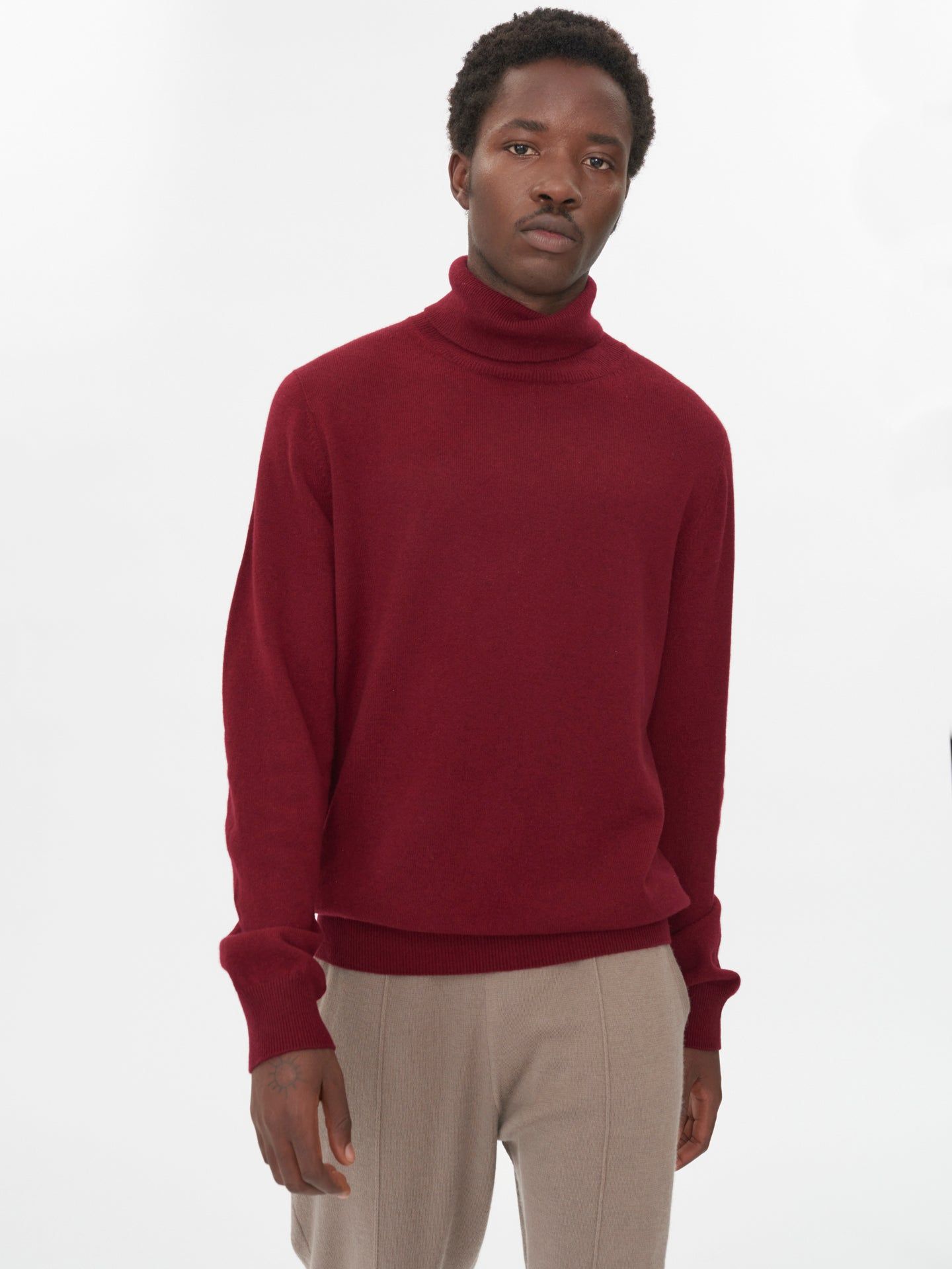 Men's Cashmere Turtle Neck Sweater Bordeaux - Gobi Cashmere