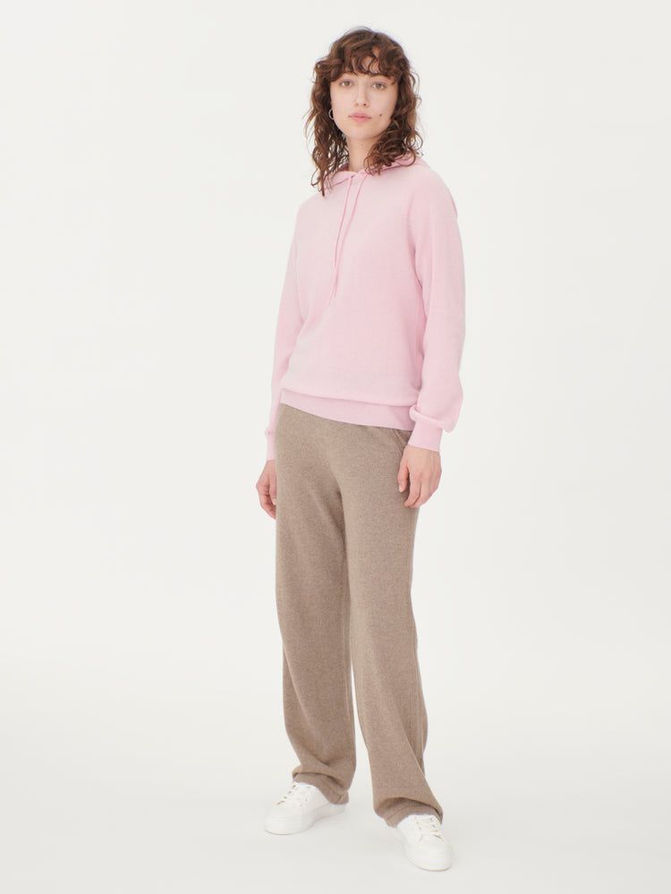 Women's Cashmere Basic Hoodie Almond Blossom - Gobi Cashmere