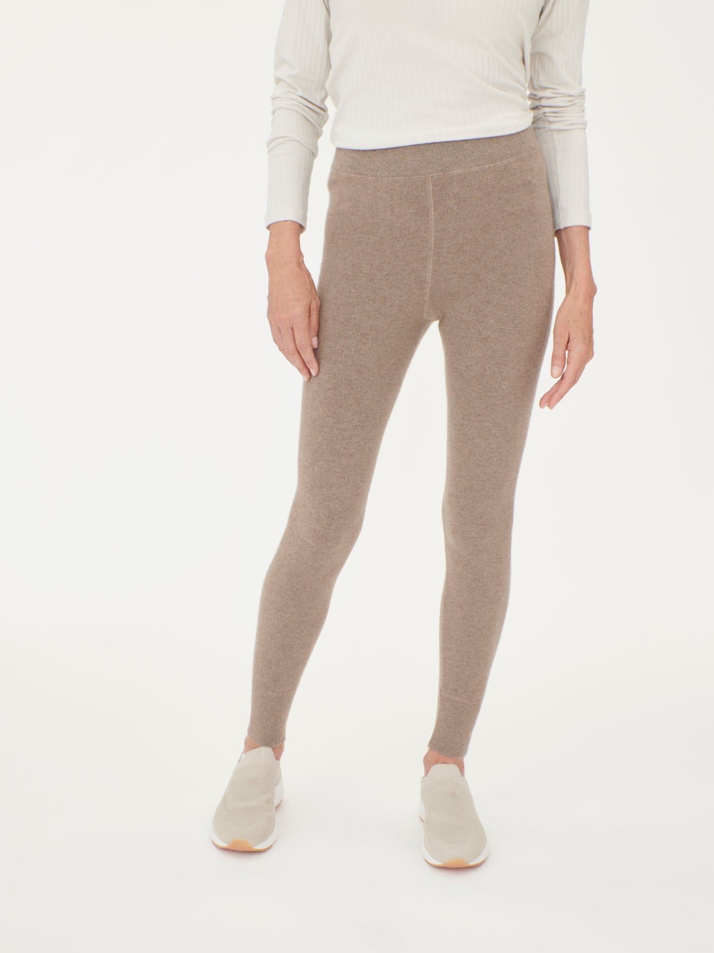 Women's Cashmere Tight-Fit Leggings Taupe - Gobi Cashmere
