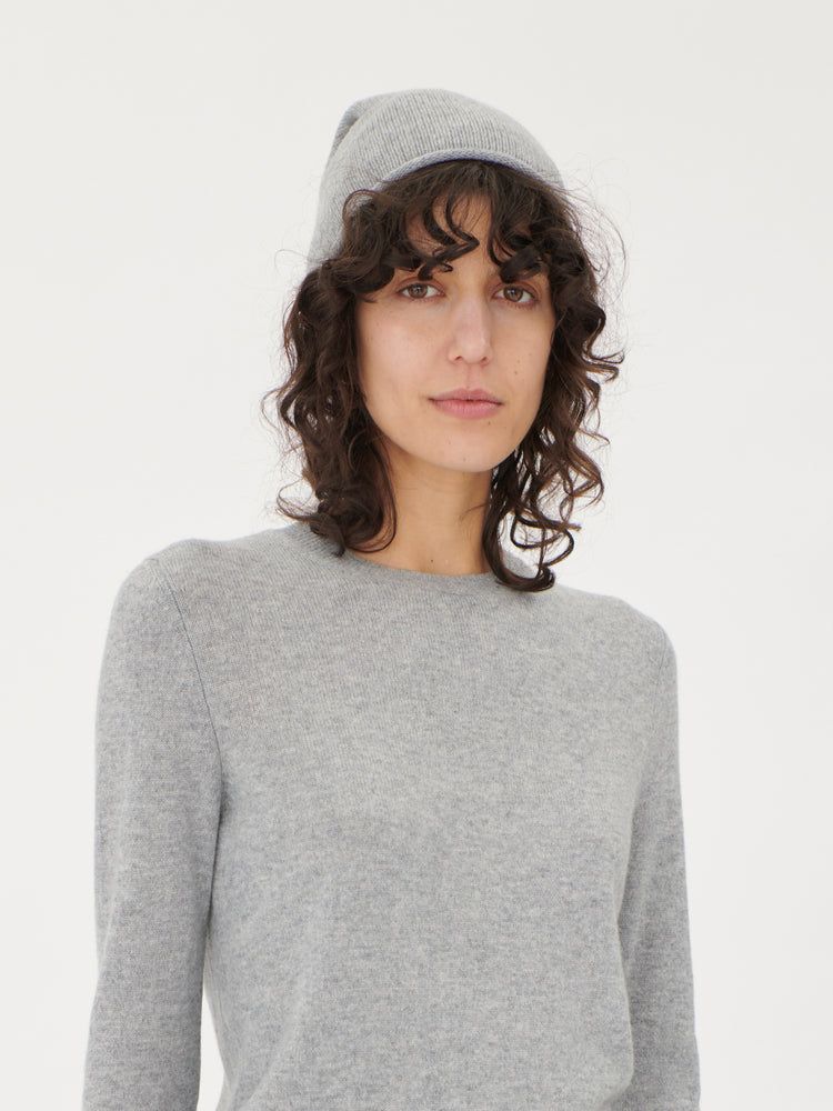 Women's Cashmere Hat & Sweater Set Light Gray- Gobi Cashmere