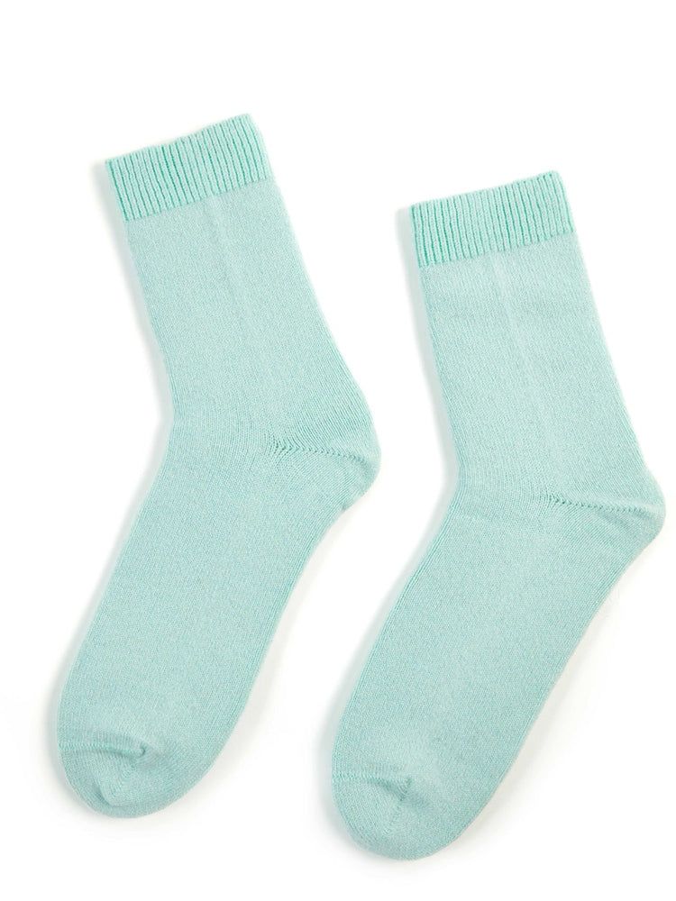 Women's Trim Knit Socks Whispering Blue - Gobi Cashmere