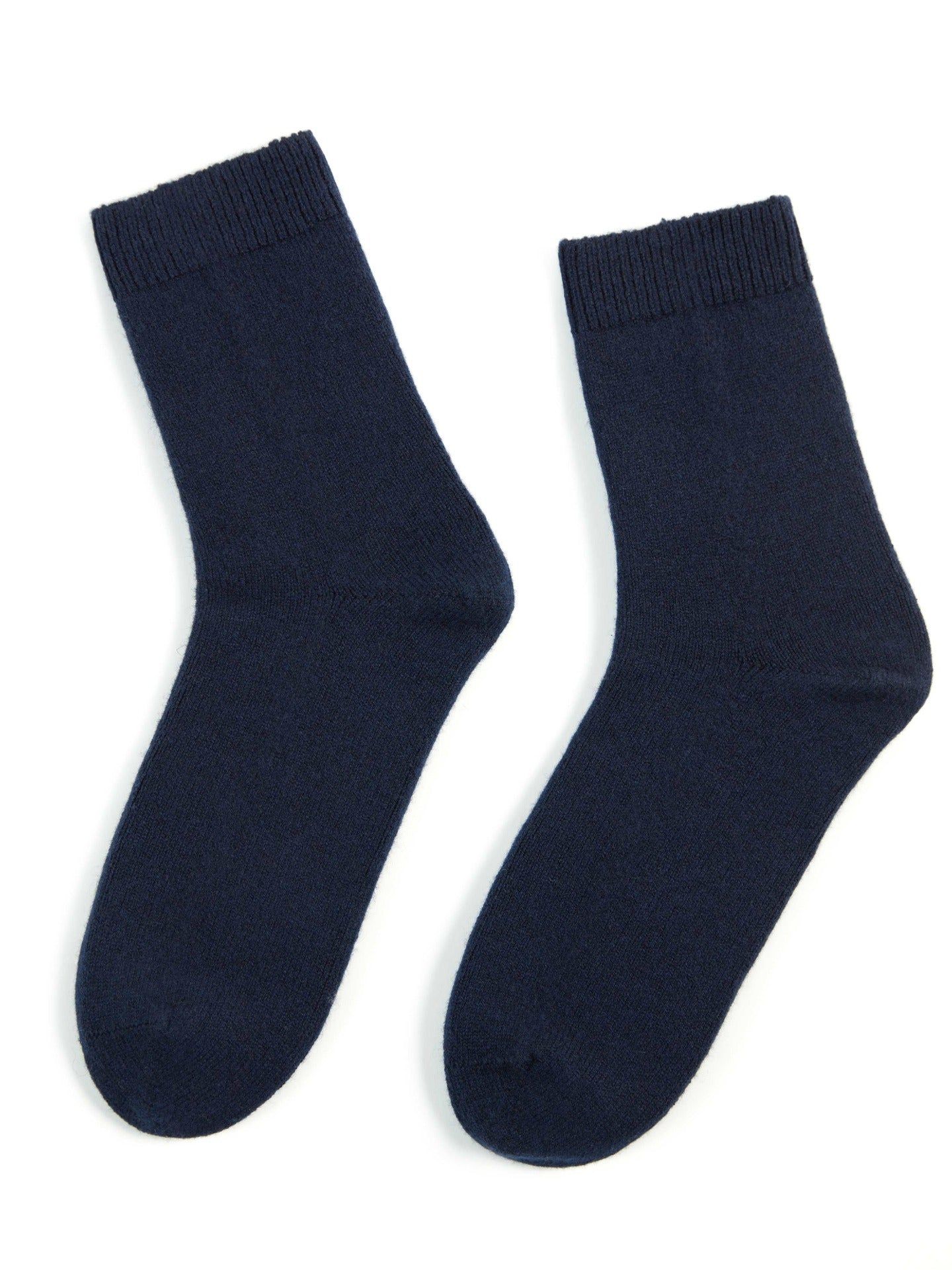 Women's Trim Knit Socks Navy - Gobi Cashmere