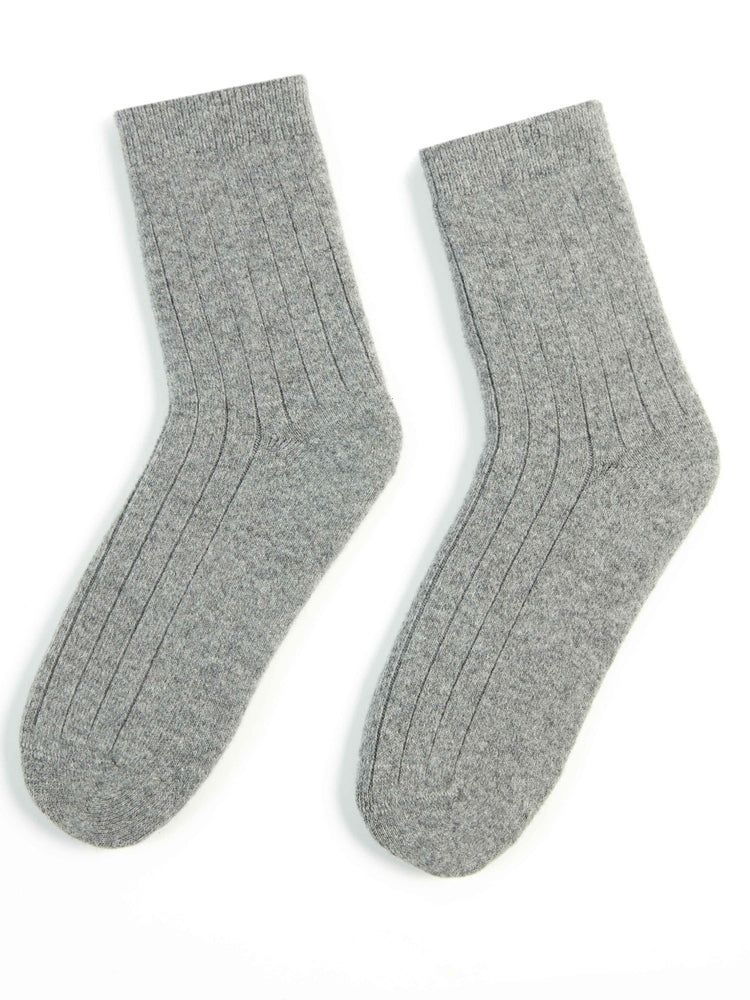 Unisex Cashmere Rib Knit Socks Sharkskin - Gobi Cashmere