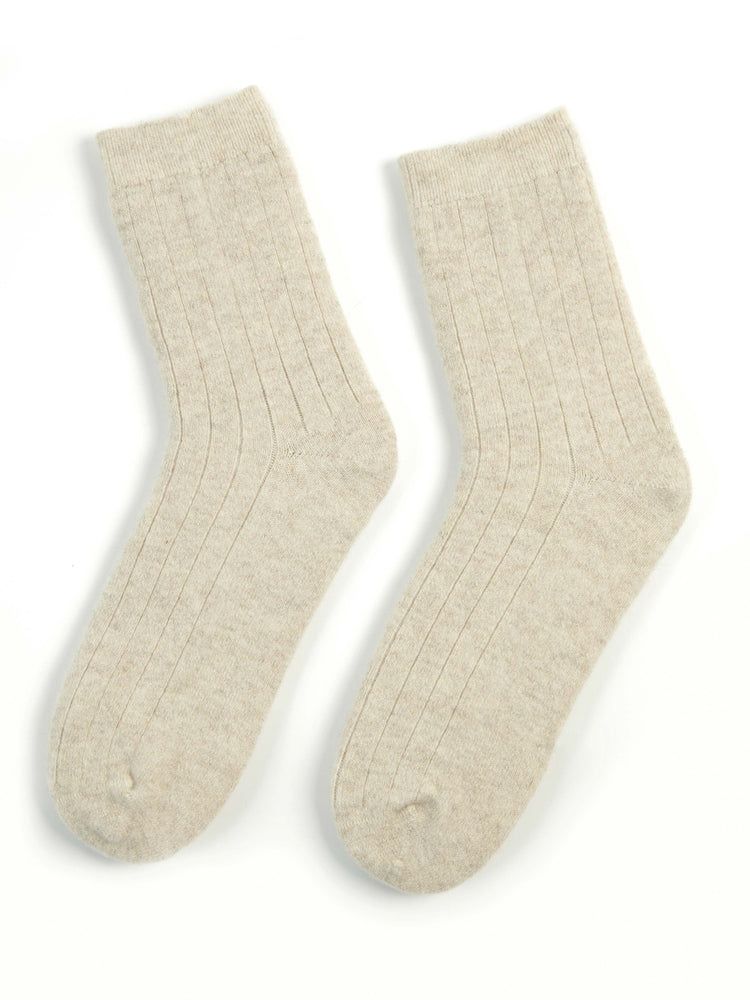 Unisex Cashmere Rib Knit Socks Birch - Gobi Cashmere