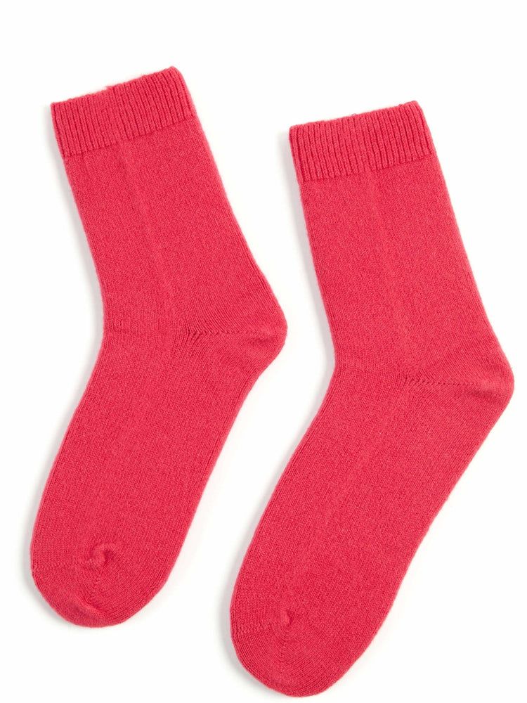 Women's Trim Knit Socks Rouge Red - Gobi Cashmere