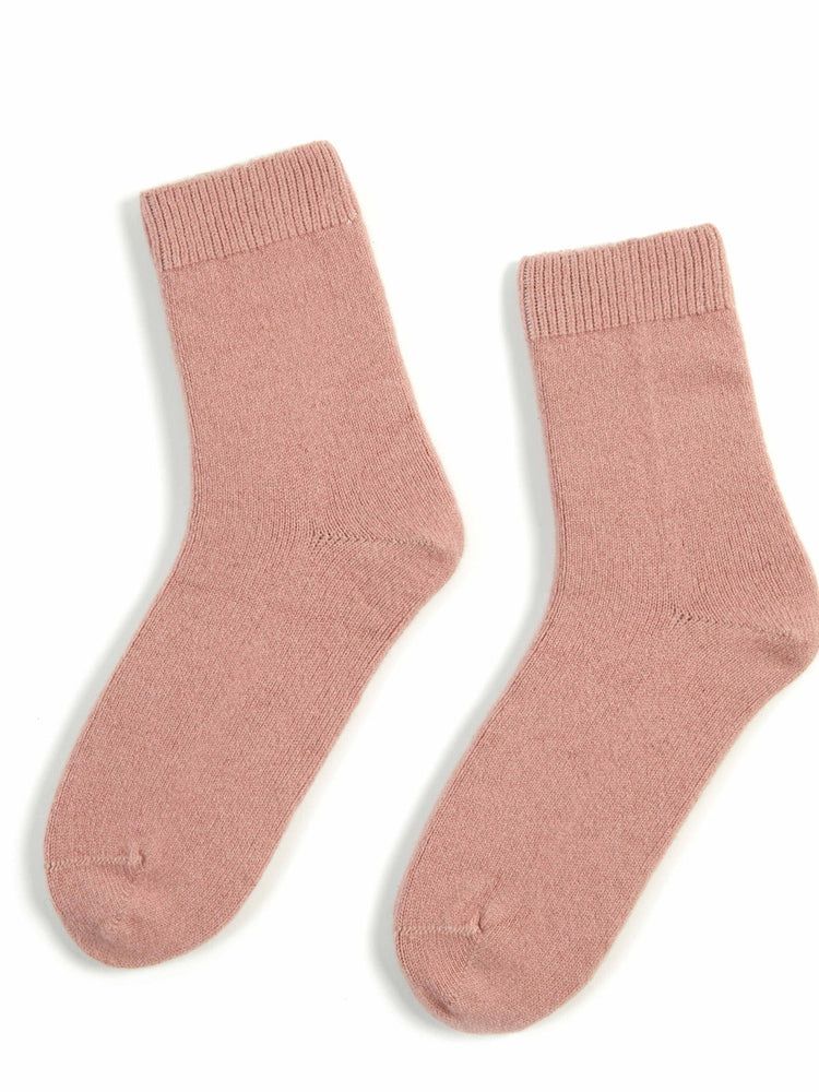 Women's Trim Knit Socks Ash Rose - Gobi Cashmere