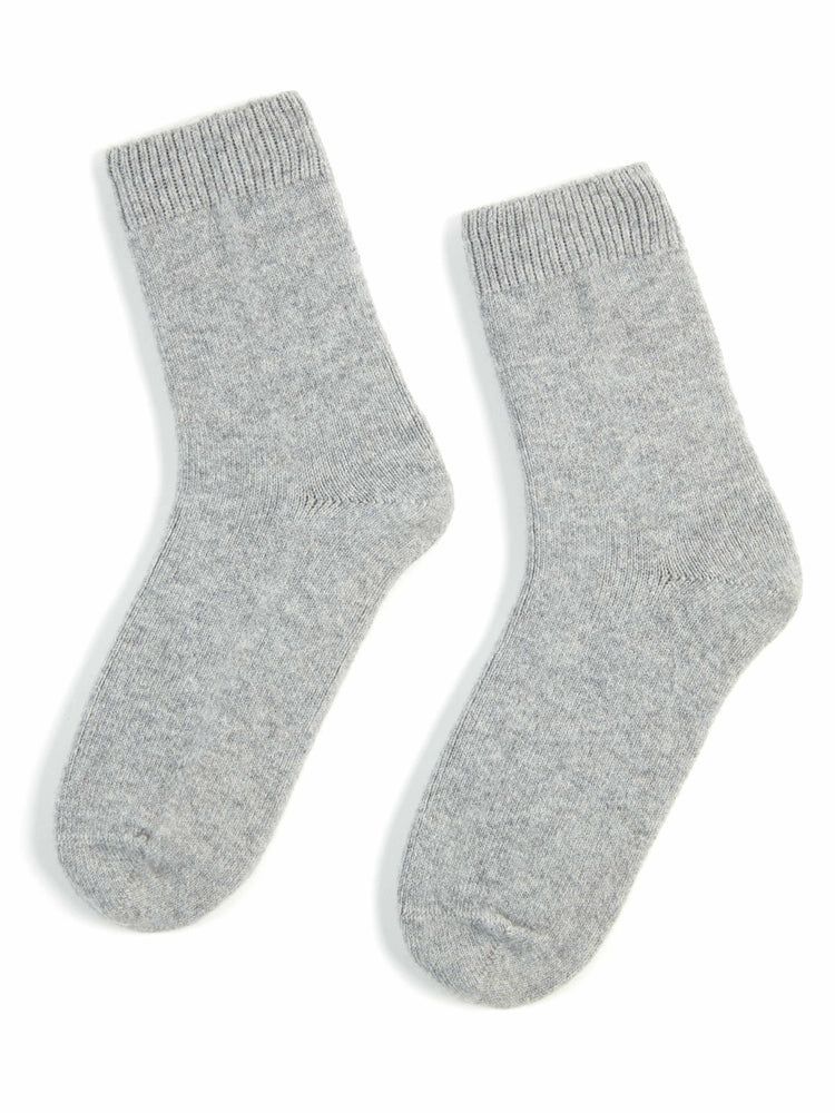 Women's Cashmere Trim Knit Socks Light Gray - Gobi Cashmere