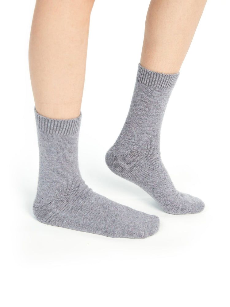 Women's Cashmere Trim Knit Socks Dusty Lavender - Gobi Cashmere