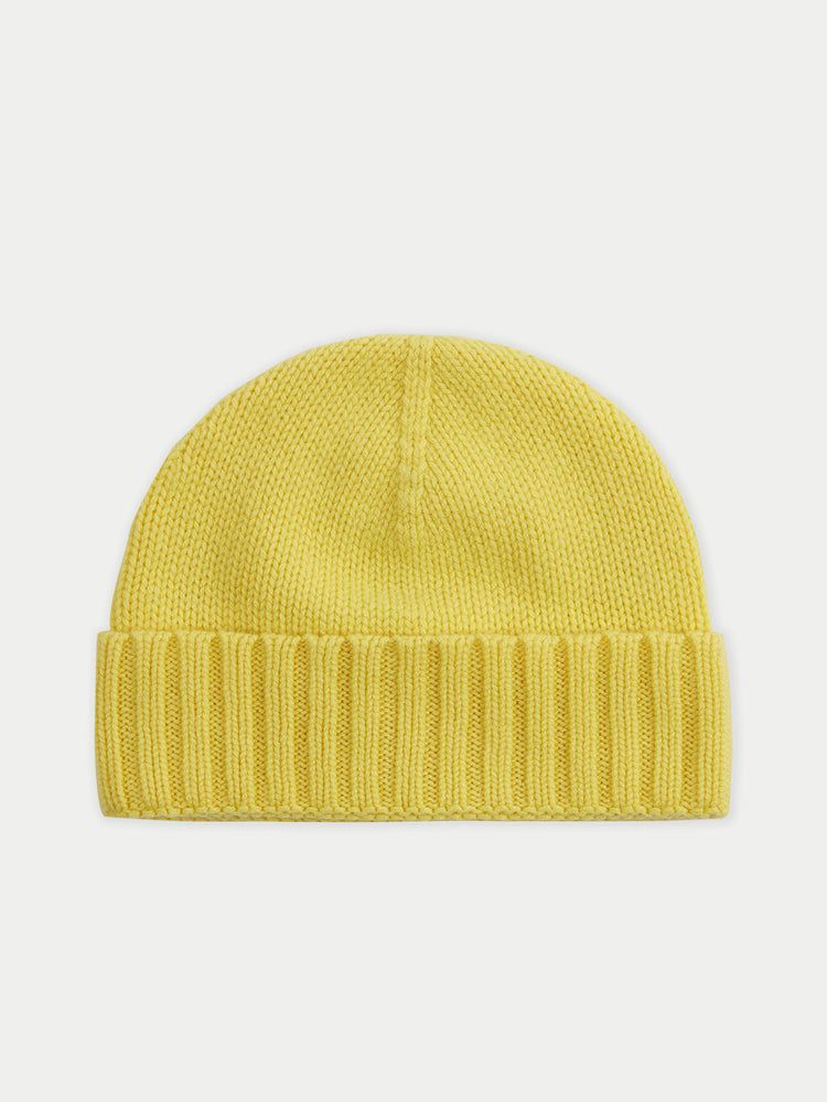 Unisex Cashmere Rib Knit Hat Yellow - Gobi Cashmere
