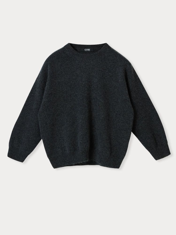 Kids Crew Neck sweater Gray Pinstripe - Gobi Cashmere
