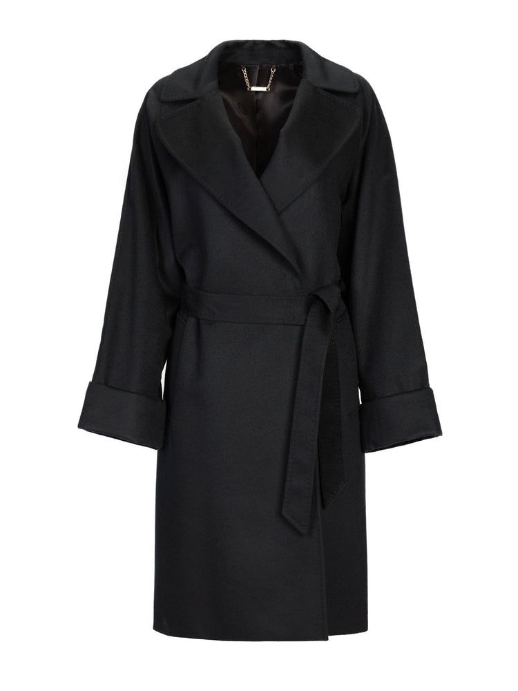 Women's Cashmere Notch Lapel Coat Black - Gobi Cashmere
