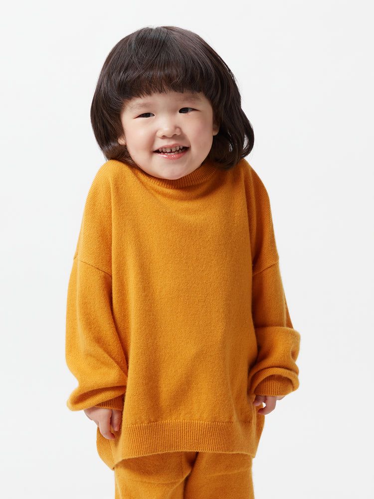 Kids Cashmere Crew Neck Sweater Daffodil - Gobi Cashmere
