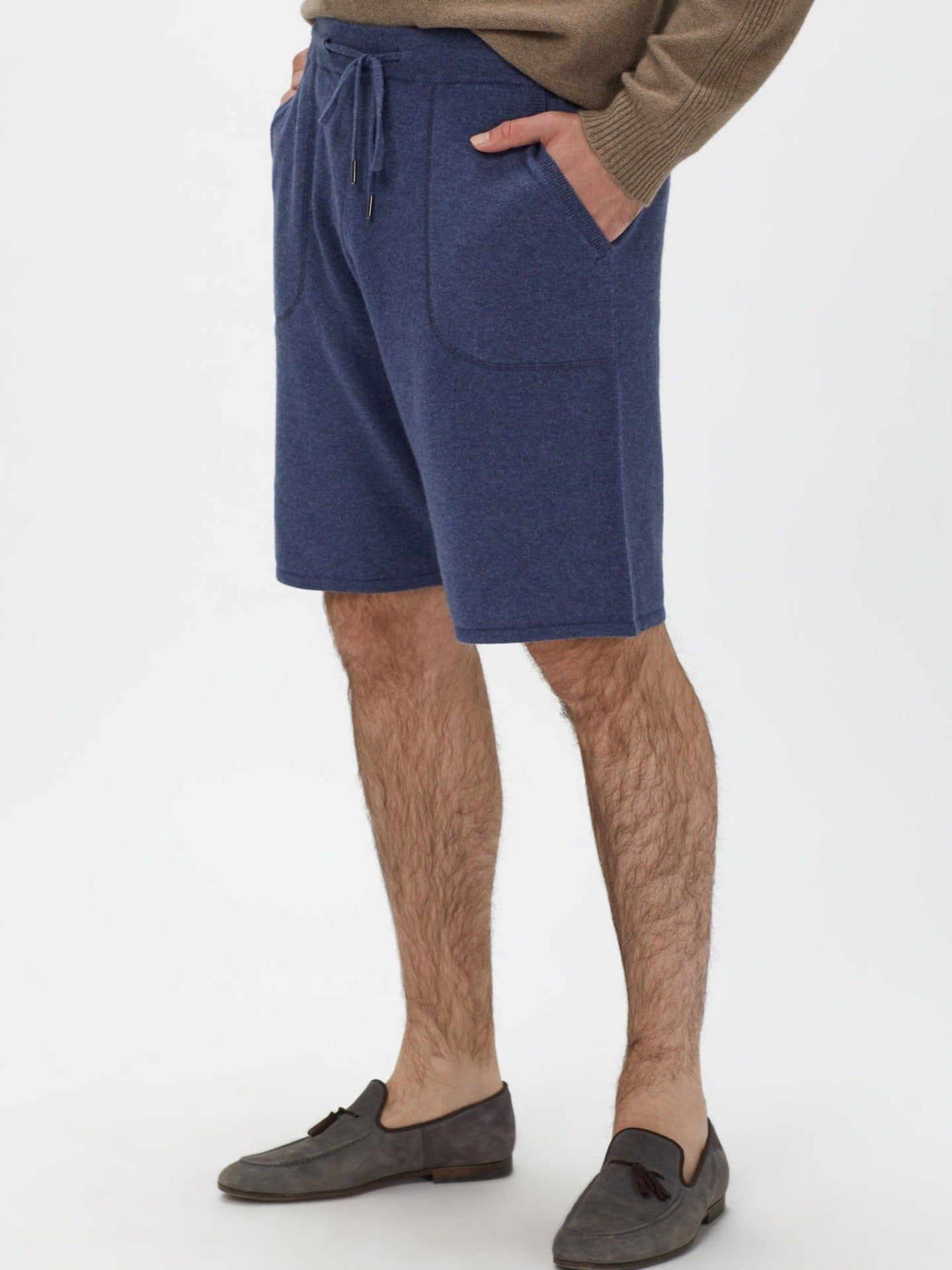 Men's  Cashmere Shorts Crown Blue - Gobi Cashmere