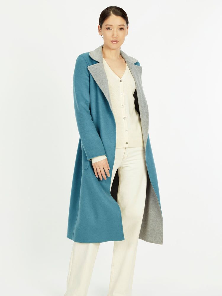 Women's Cashmere Reversible Long Coat Tradewinds - Gobi Cashmere