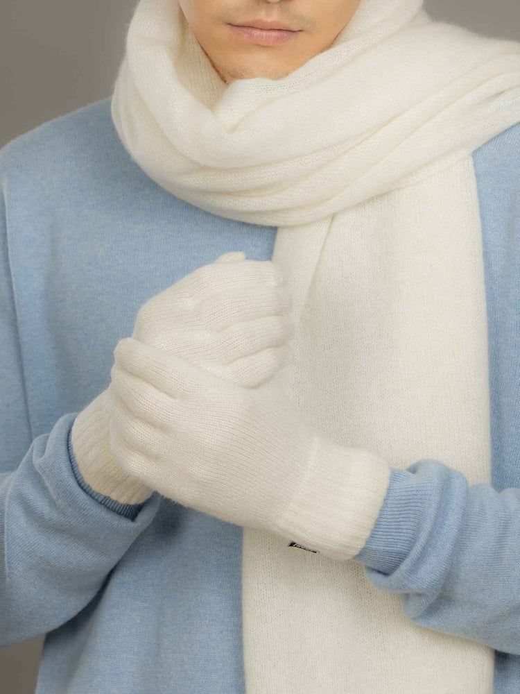 Men's Cashmere Gloves White -  Gobi Cashmere