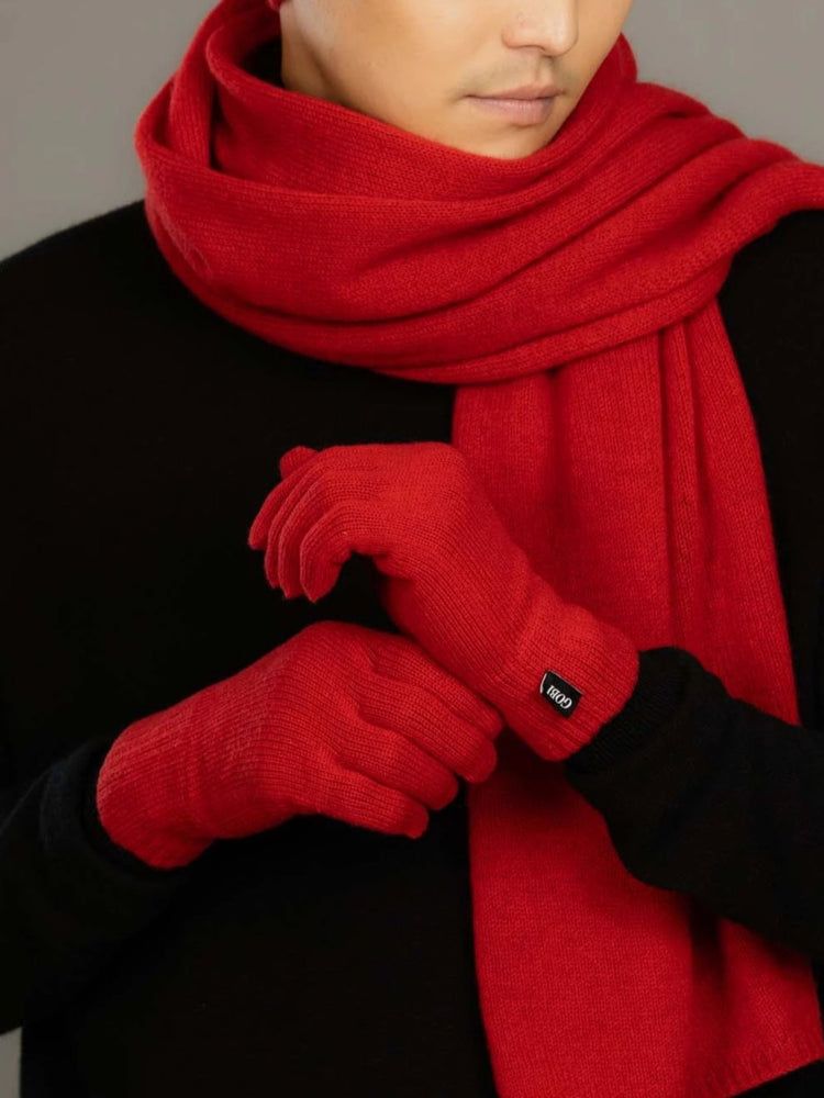 Men's Cashmere Gloves Haute Red -  Gobi Cashmere