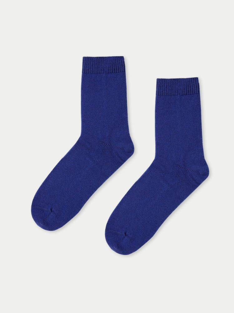 Unisex Cashmere Rib Knit Bed Socks Spectum Blue - Gobi Cashmere