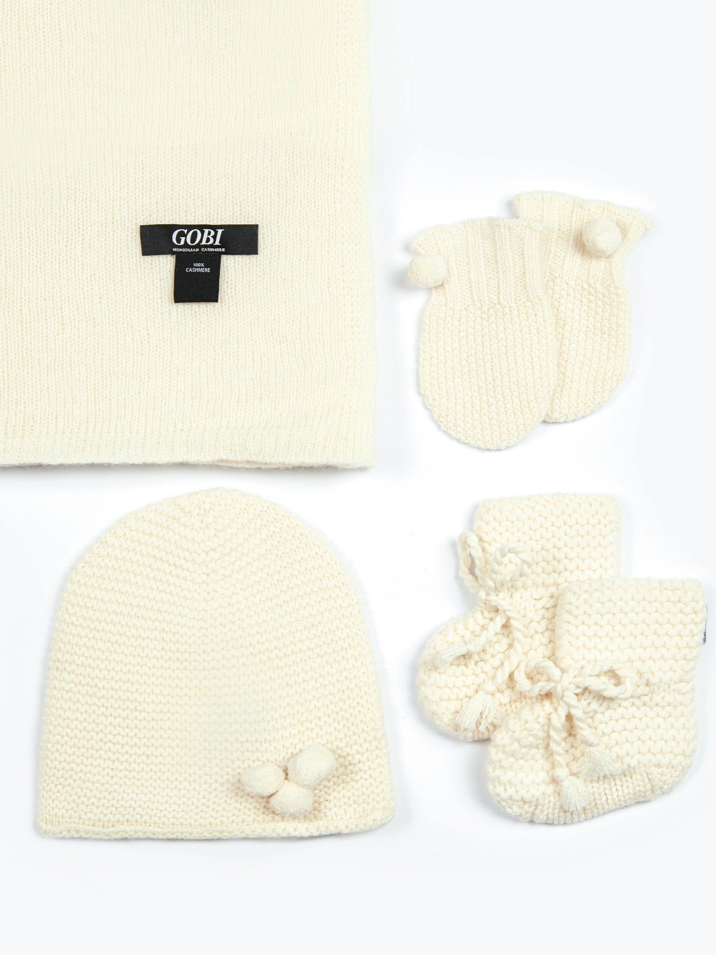 Unisex Cashmere Baby Set White - Gobi Cashmere