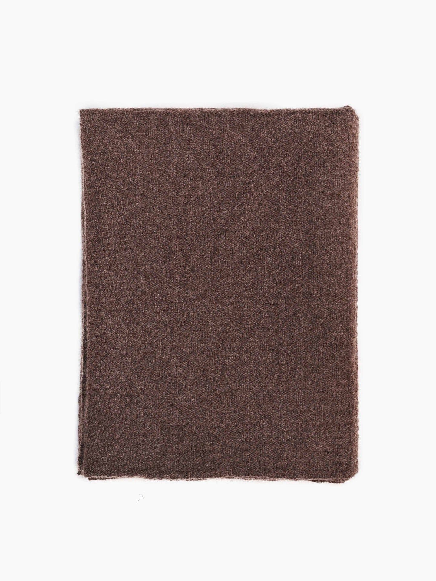 Cashmere Knit Blanket With Links Pattern Cocoa - Gobi Cashmere