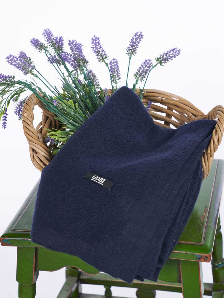 Cashmere Jersey Knit Blanket Dress Blue - Gobi Cashmere