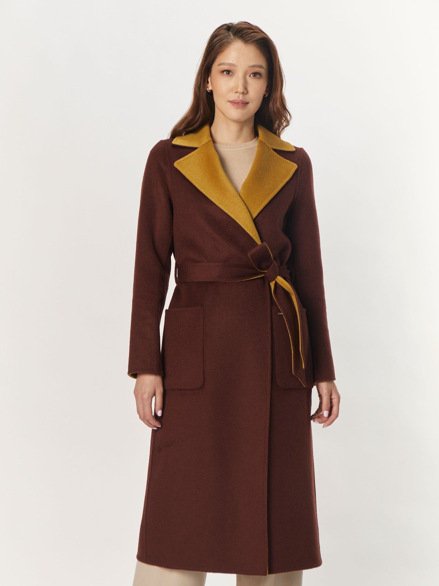 Women's Cashmere Reversible Long Coat Andorra - Gobi Cashmere