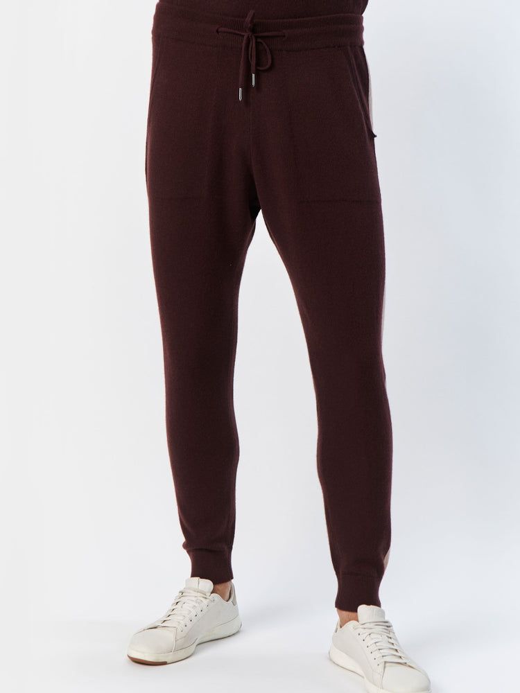 Men's Cashmere Striped Pants Decadent Chocolate - Gobi Cashmere