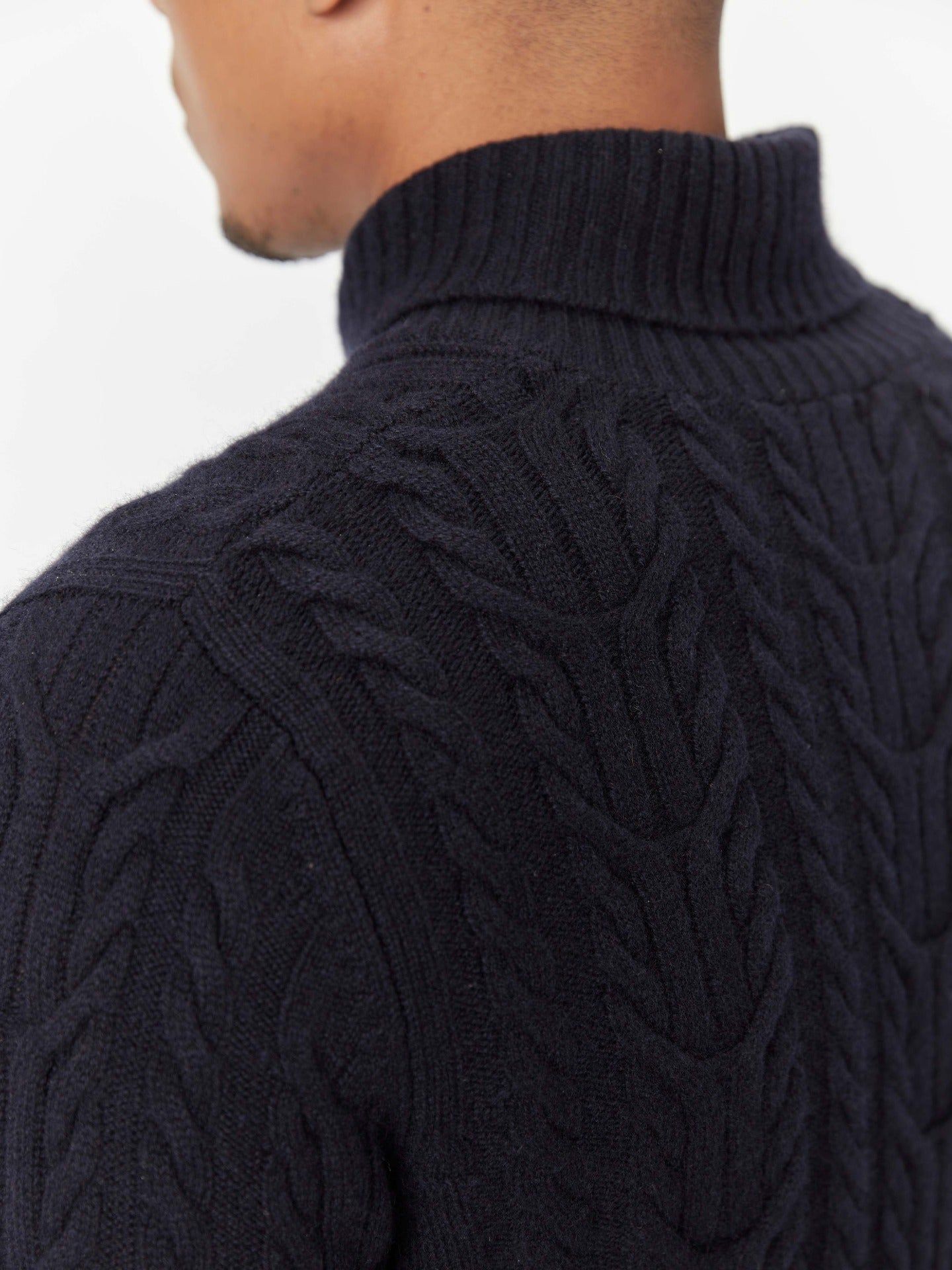 Men's Cashmere Cross Neck Sweater Navy - Gobi Cashmere
